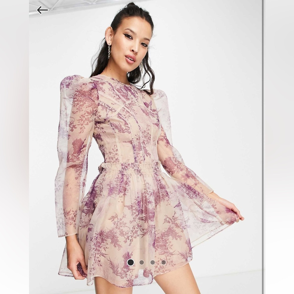 Organza seam detail mini dress